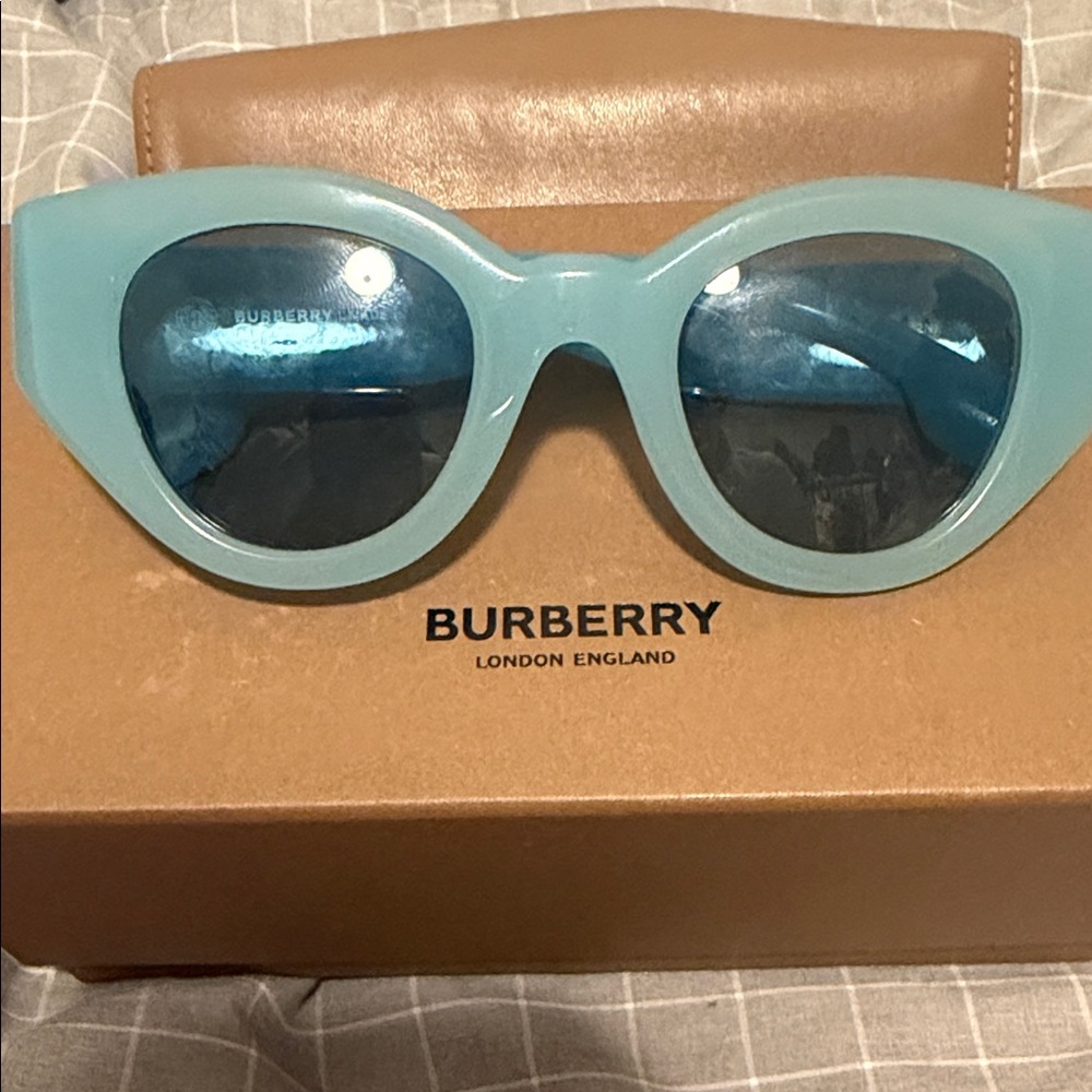 Burberry Light Blue Frame Sunglasses with Blue Lenses